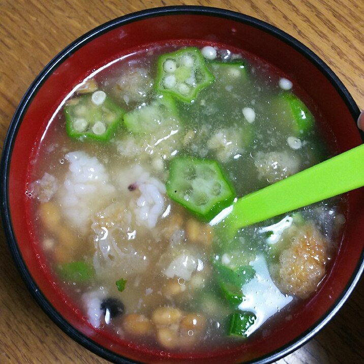 オクラ&納豆&あんだかし～のダシダスープ